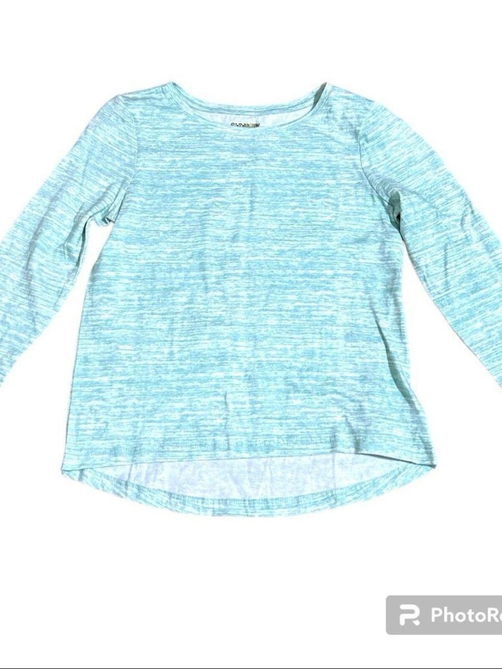 Old Navy Shirt 6/7 Girls Mint Green Space Dye Heathered Long Sleeve High Low